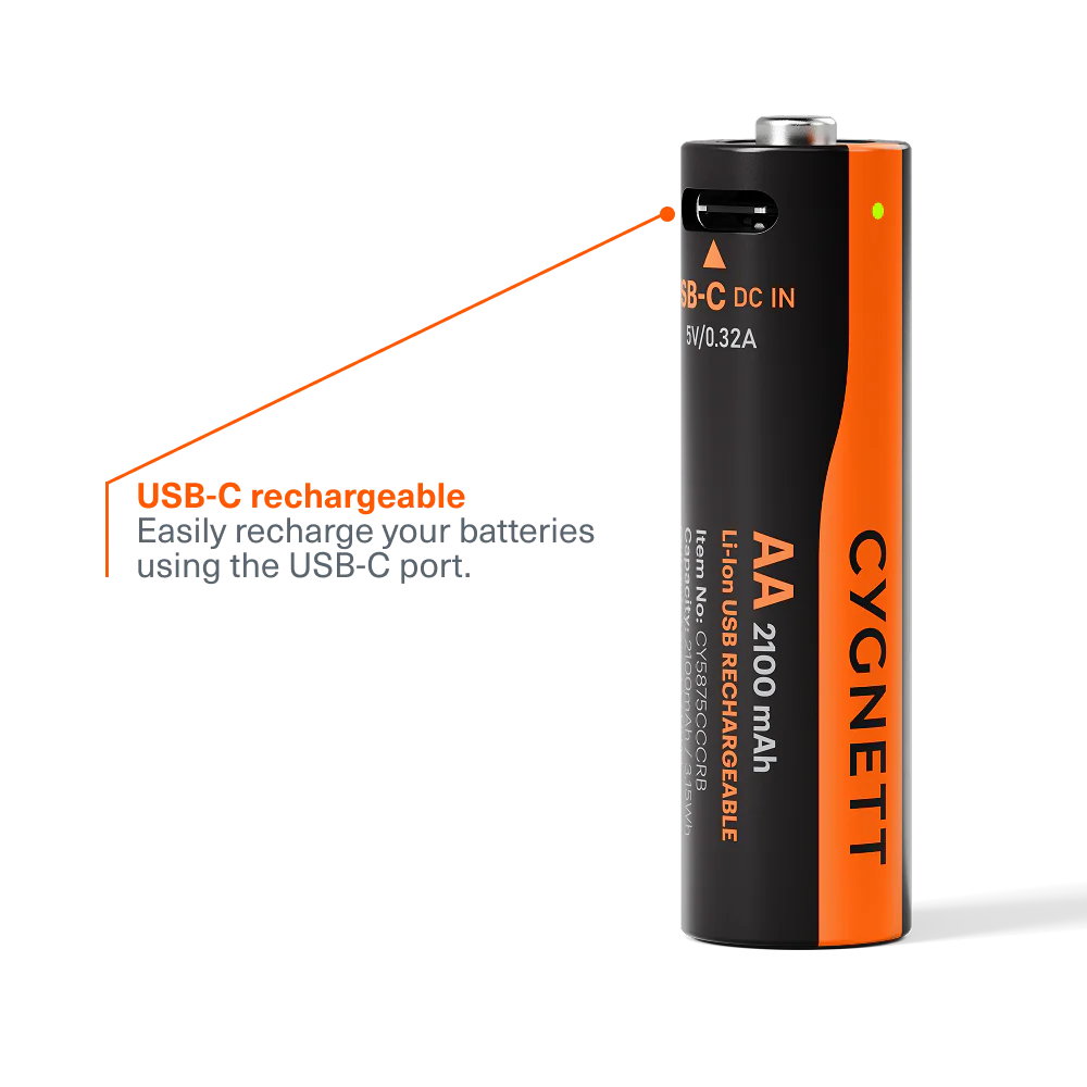 AA USB-C Rechargeable Li-ion Battery (4 Pack) - Image 3