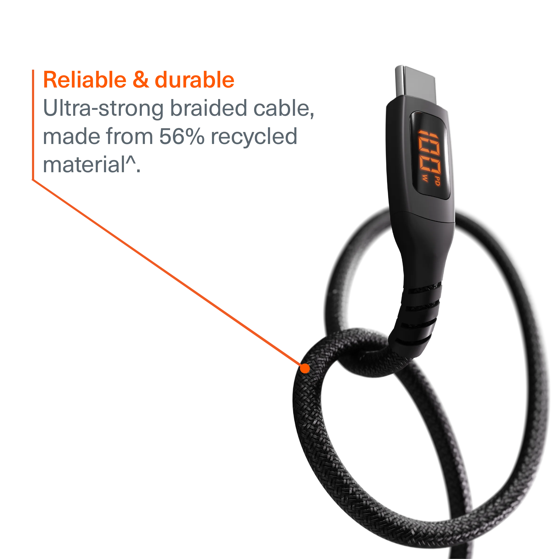 100W USB-C to USB-C LED Cable - 50CM - Image 4